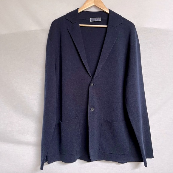 Charles Tyrwhitt Dark Blue 100% Merino Wool Knitwear Cardigan/Blazer